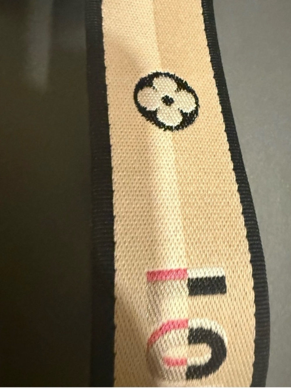 Like New Authentic Louis Vuitton Beige Monogram Logo Strap with Pink Accents - Picture 5 of 6